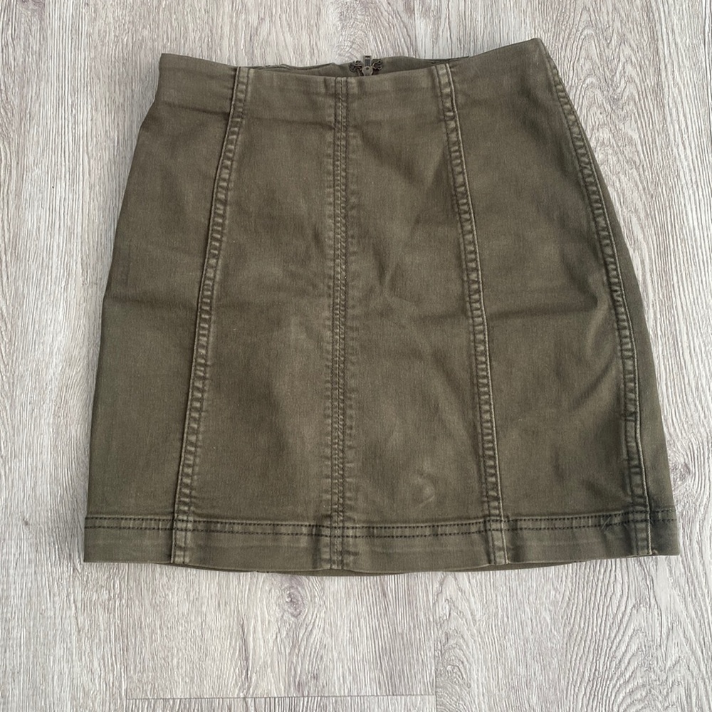 Free People olive green denim skirt